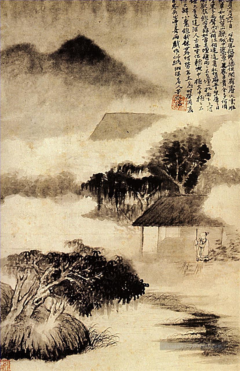 Shitao son de tonnerre dans la distance 1690 vieille encre de Chine Peintures à l'huile